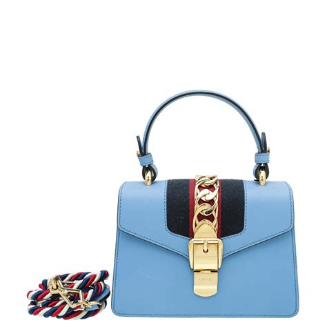 gucci blue sylvie bag|Gucci sylvie top handle bag.